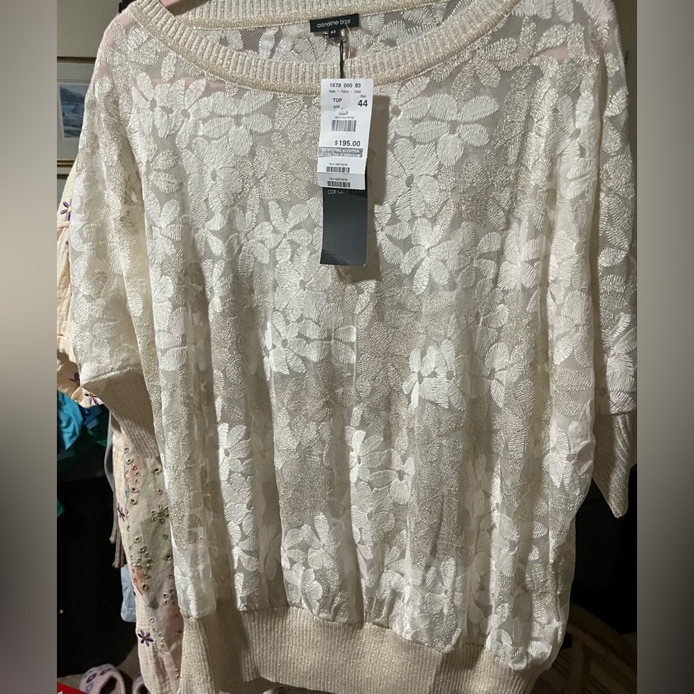 European Chic Cream Floral Lace Blouse